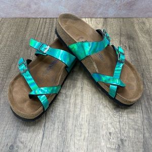Holographic Teal Birkenstock Sandals in Size 37 - 6.5 to 7 US
